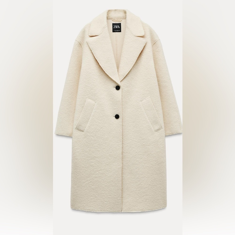 Zara Off-White Teddy Coat